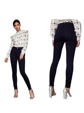 Ted Baker DAHLENE Embroidered Star Black Skinny Jeans Sz 30
